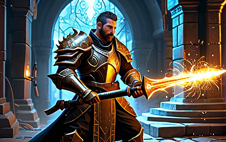 Gear Enhancement**

"A fully geared warrior, bathed in ethereal light, enhancing their legendary weapon at a mystical forge. Sparks fly as power surges. Focus on intricate details of the weapon and enhancement effects. fully clothed, safe for work, appropriate content, perfect anatomy, natural proportions, professional, digital art, high quality"

**