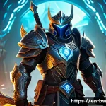 블레이드소울 레볼루션 전투력 계산기 활용법 - A dynamic fantasy warrior character standing confidently in a vibrant battlefield setting, showcasin...