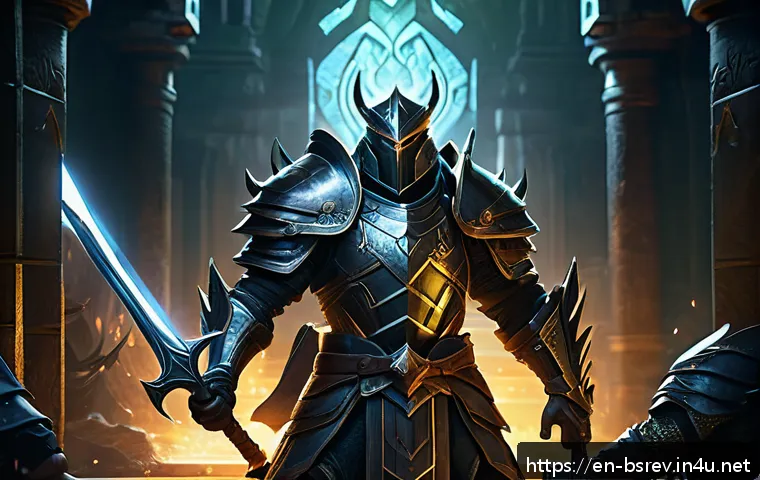 블레이드소울 레볼루션 PVE 최적화 스킬 세팅 - A dynamic fantasy RPG scene showing a skilled warrior in intricately detailed armor casting a balanc...