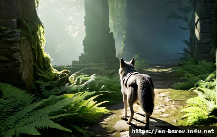블레이드소울 레볼루션 몬스터 스폰 지역 - Photorealistic fantasy MMORPG monster spawn zone in an ancient misty forest, a clear sunlit trail le...